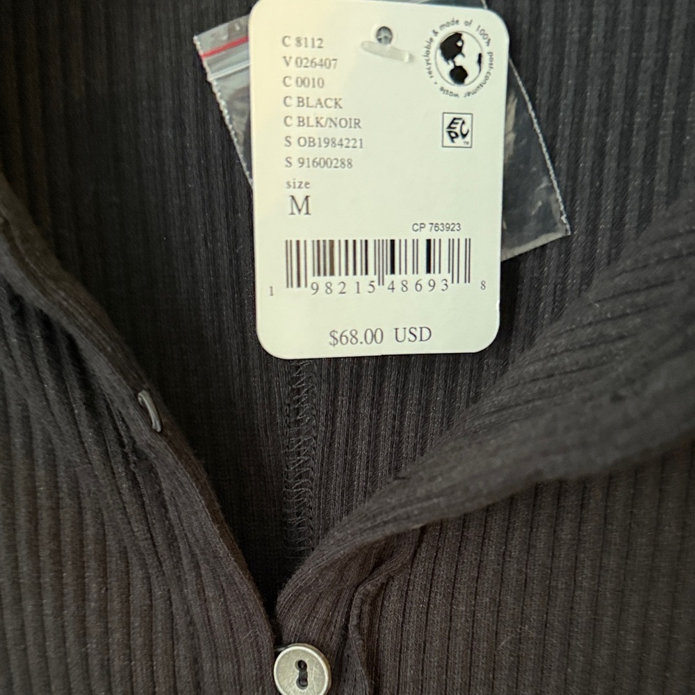 We The Free Black Button-Down Ribbed Top - Picture 3 of 4